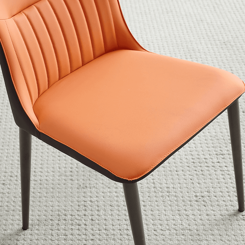Minimalist Side Chair with Closed Back, Padded Upholstery, and Ink Metal Legs thumbnail 10