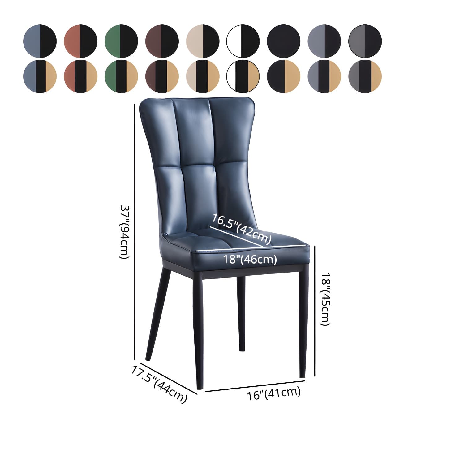 Upholstered Armless Dining Chairs Solid Back Side Chairs with Metal Legs thumbnail 19