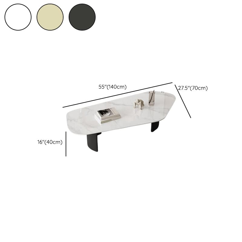 Modern Farmhouse Stone White Irregular Single Coffee Table with Twin Pedestal Base thumbnail 15
