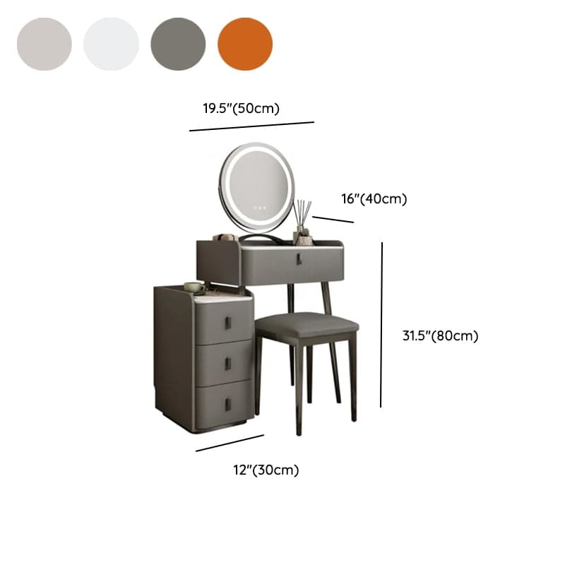 Orange/Gray/Beige Vanity Set with Drawers and Adjustable Brightness Mirror thumbnail 16