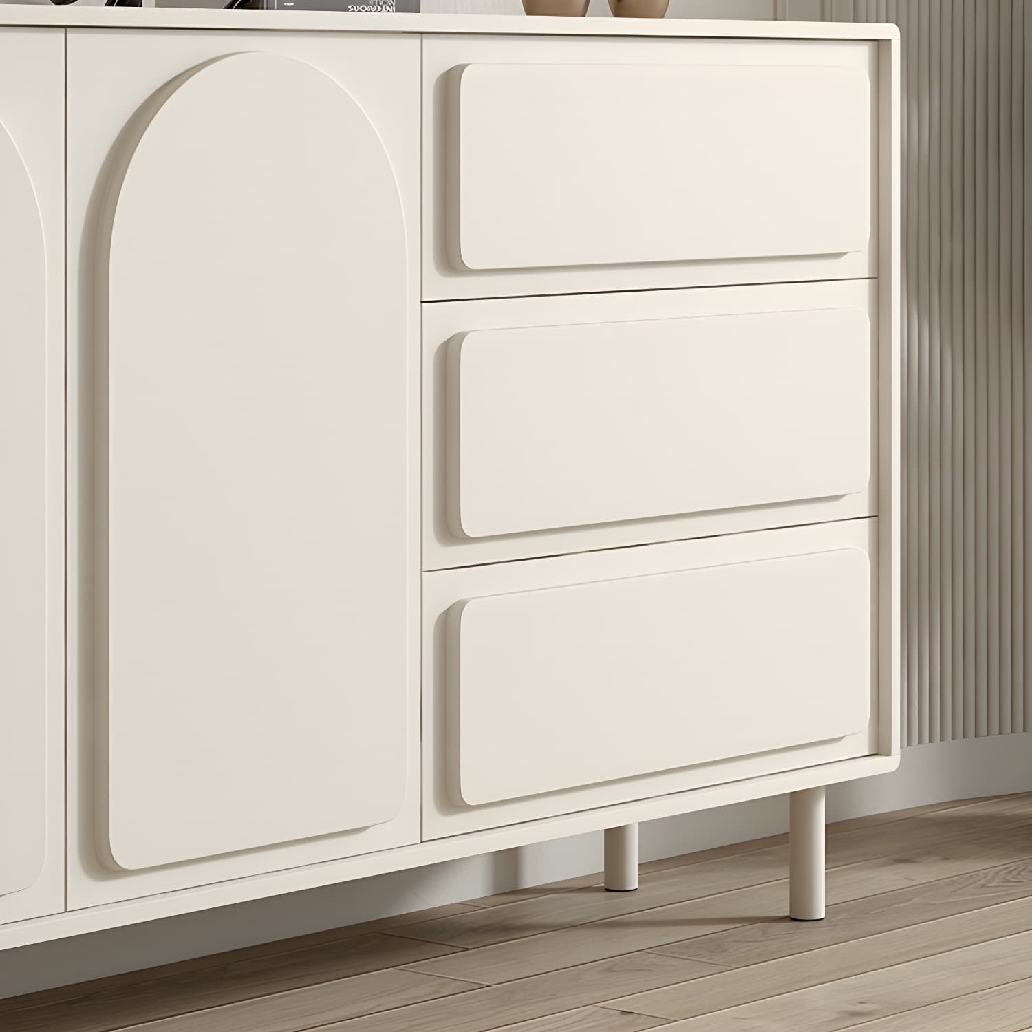 37.4"Tall White Wooden Cabinet , 3- Drawer Rectangle Accent Cabinet thumbnail 8