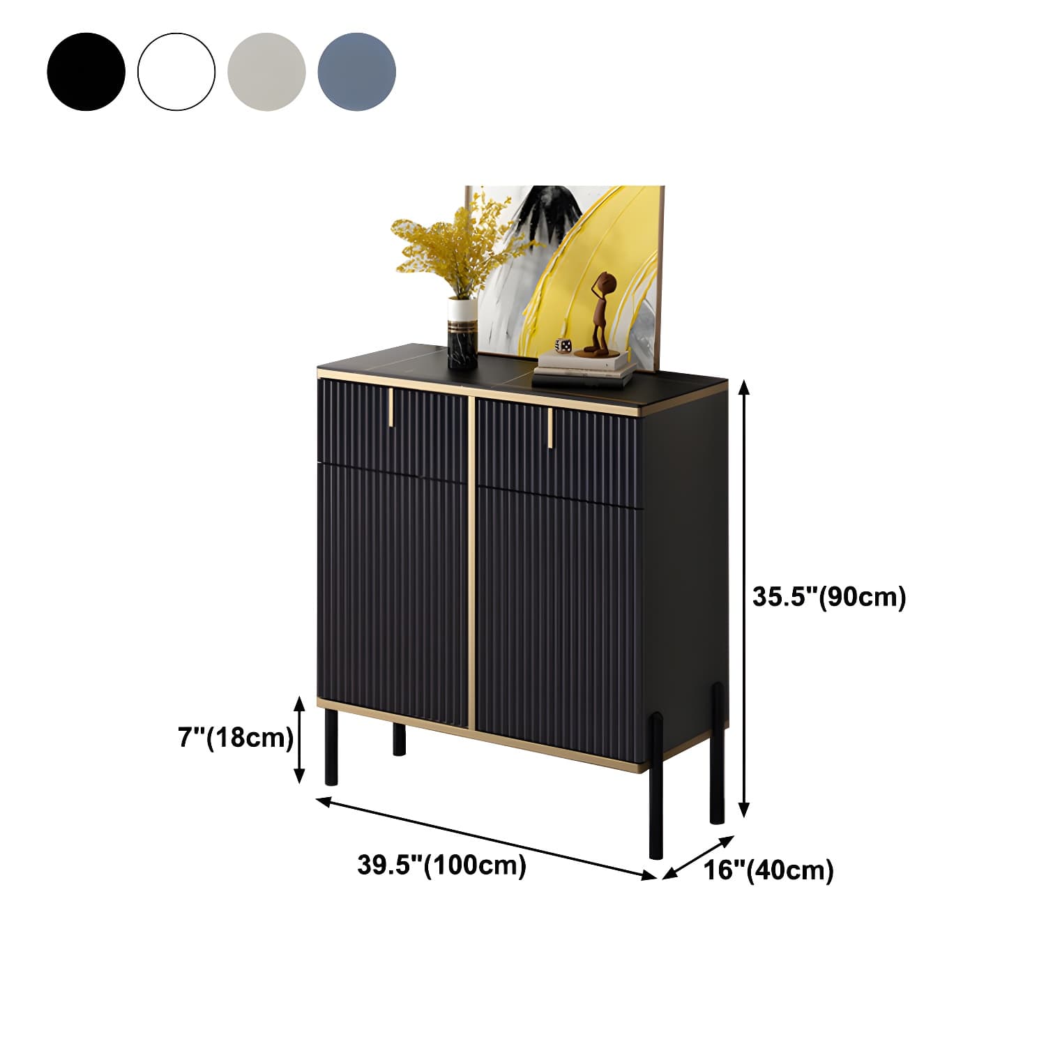 Artificial Wood Sideboard Glam Sideboard with Doors for Living Room thumbnail 15