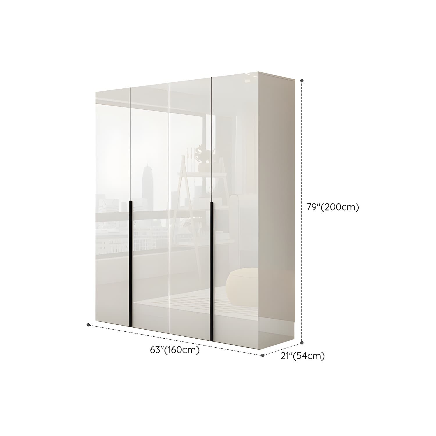 Solid Wood White Wardrobe Armoire with Drawers, Clothing Rod, and Shelves thumbnail 14