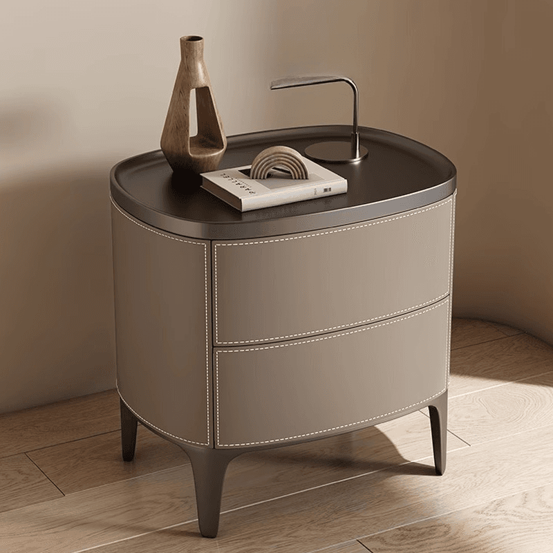 Contemporary 2 Tiers Drawer Storage Bedside Table with Real Wood Countertop thumbnail 11