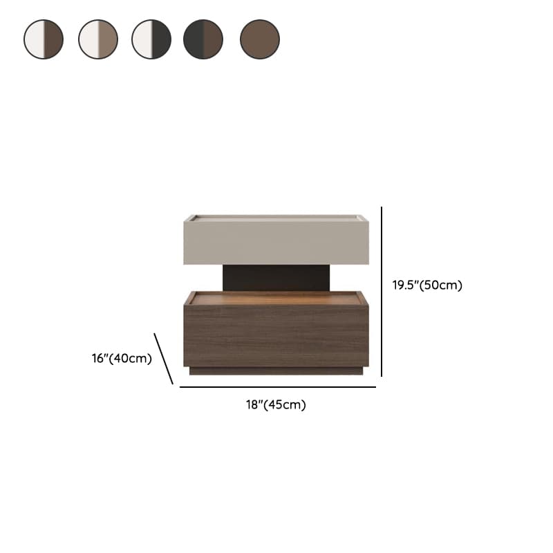 Organic Modern Nightstand With Drawer Organization Featuring 2 Shelves, Real Wood Countertop, and Illuminating Lighting thumbnail 11