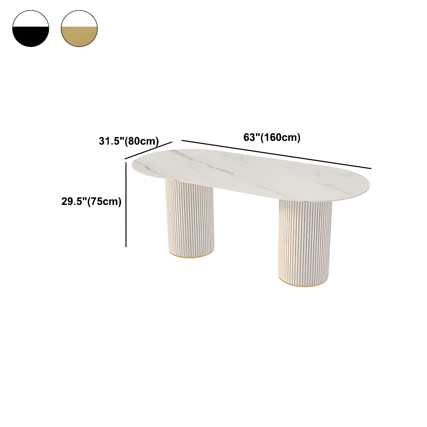 Simplicity Style Oval Dining Table Imitation Marble Home Furniture thumbnail 12