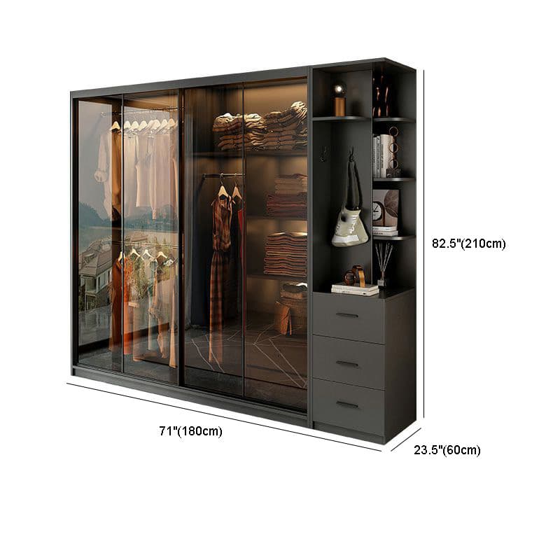 Trendy Charcoal Interior Shelves with Soft Close Drawer and Soft Close Door Timber Cabinet Armoire thumbnail 8