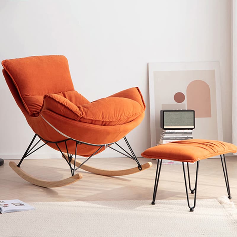 Stylish and Comfy Modern Rocking Chair with Natural Wood Legs and Slipcover thumbnail 7