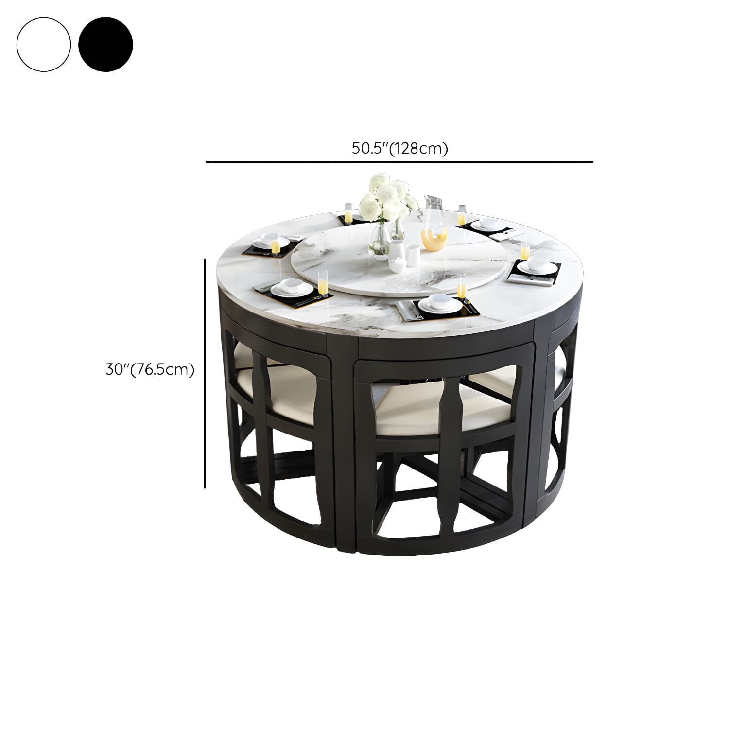 7-Piece Modern Wood Dining Set with Trestle Base and Upholstered Chairs in White - Seats 6 thumbnail 25