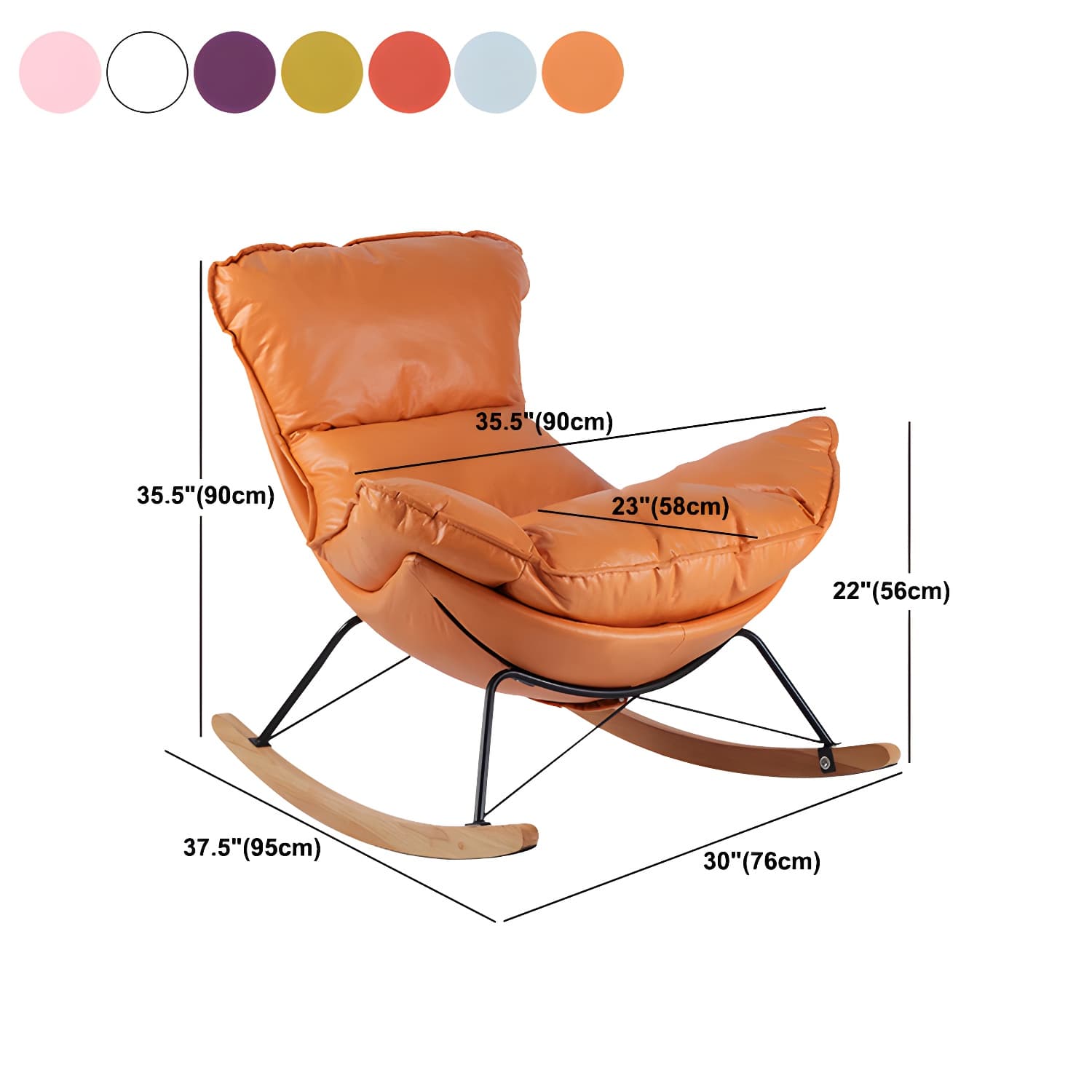Contemporary Rocking Chair Fabric Upholstered Tufted Wing Chair Back Baby Rocking Chair thumbnail 16