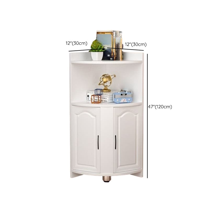 Modern Wood Corner Accent Cabinet with Open Shelves Wood Doors and 1 Cabinet for Living Room thumbnail 8