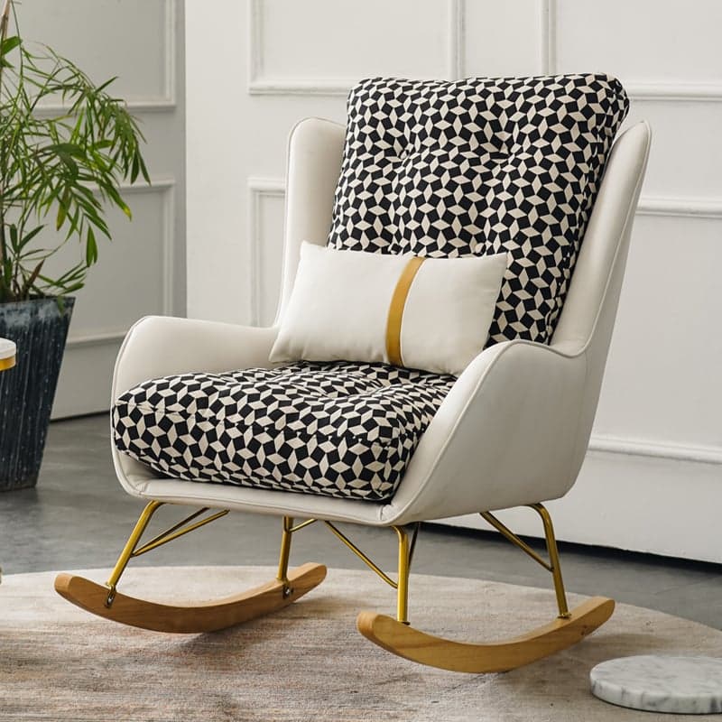Contemporary Resistant To Dirt Upholstered Rocking Seat with Natural Wood & Metal Base and Recessed Arm thumbnail 2