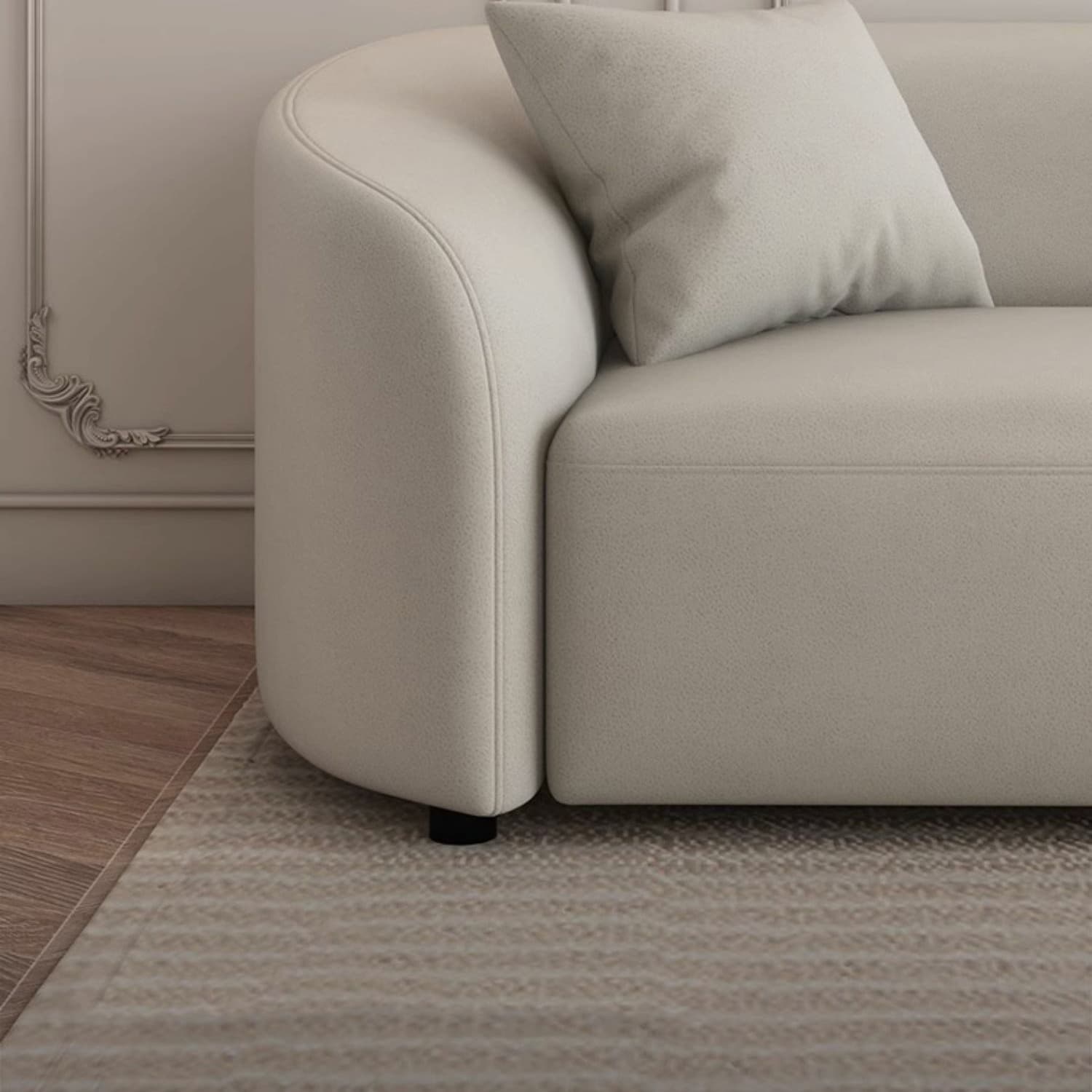 Modern Beige Tech Cloth Stationary Sectional Sofa with Wood Frame and Flared Arms thumbnail 9
