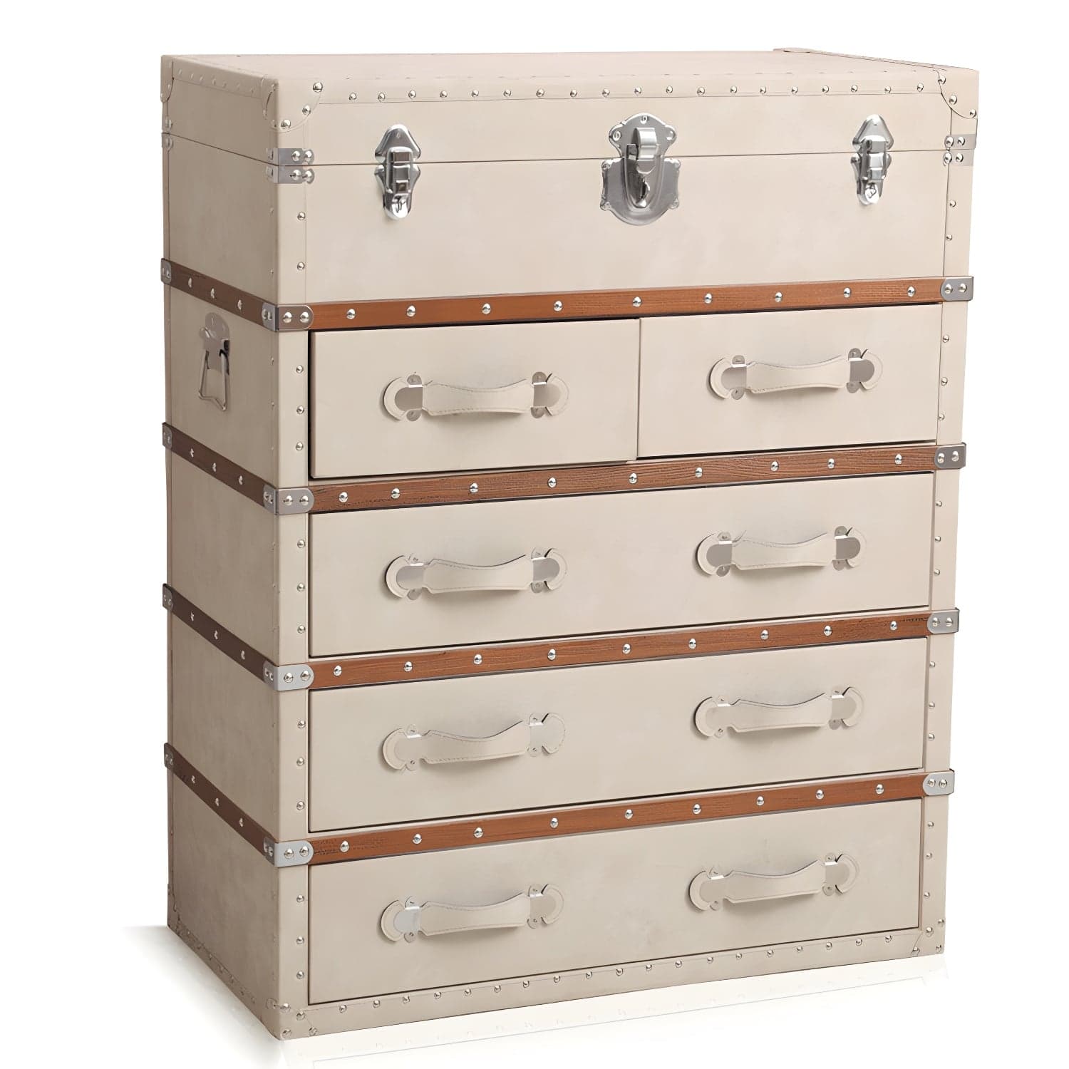 Rustic Leather Chest Vertical Chest with Drawers for Bedroom - image 7