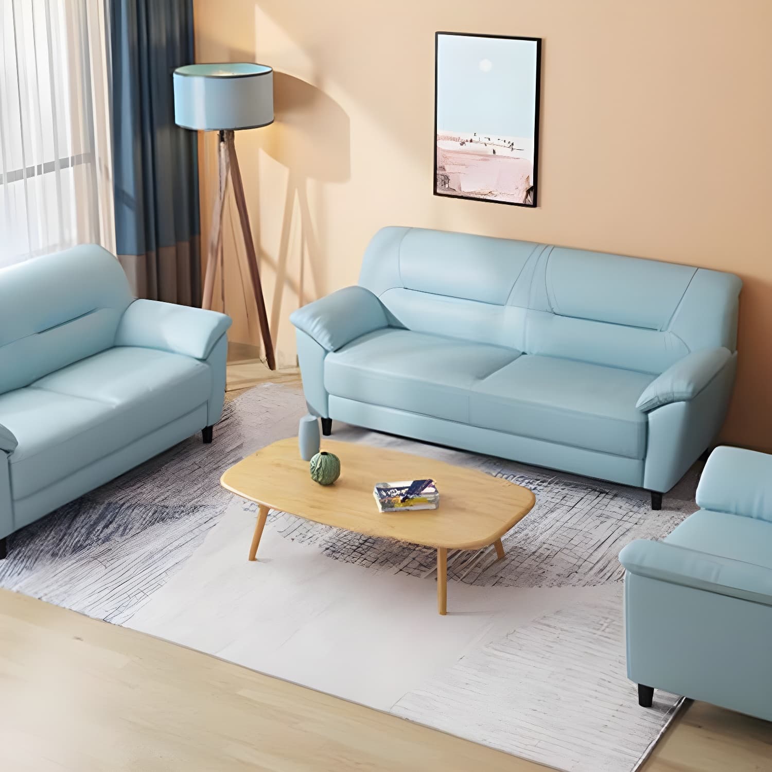 Leather Modern 2/3-seat Pillow Top Arm Sofa 70.87"/55.12" W Sewn Pillow Back Sofa thumbnail 12