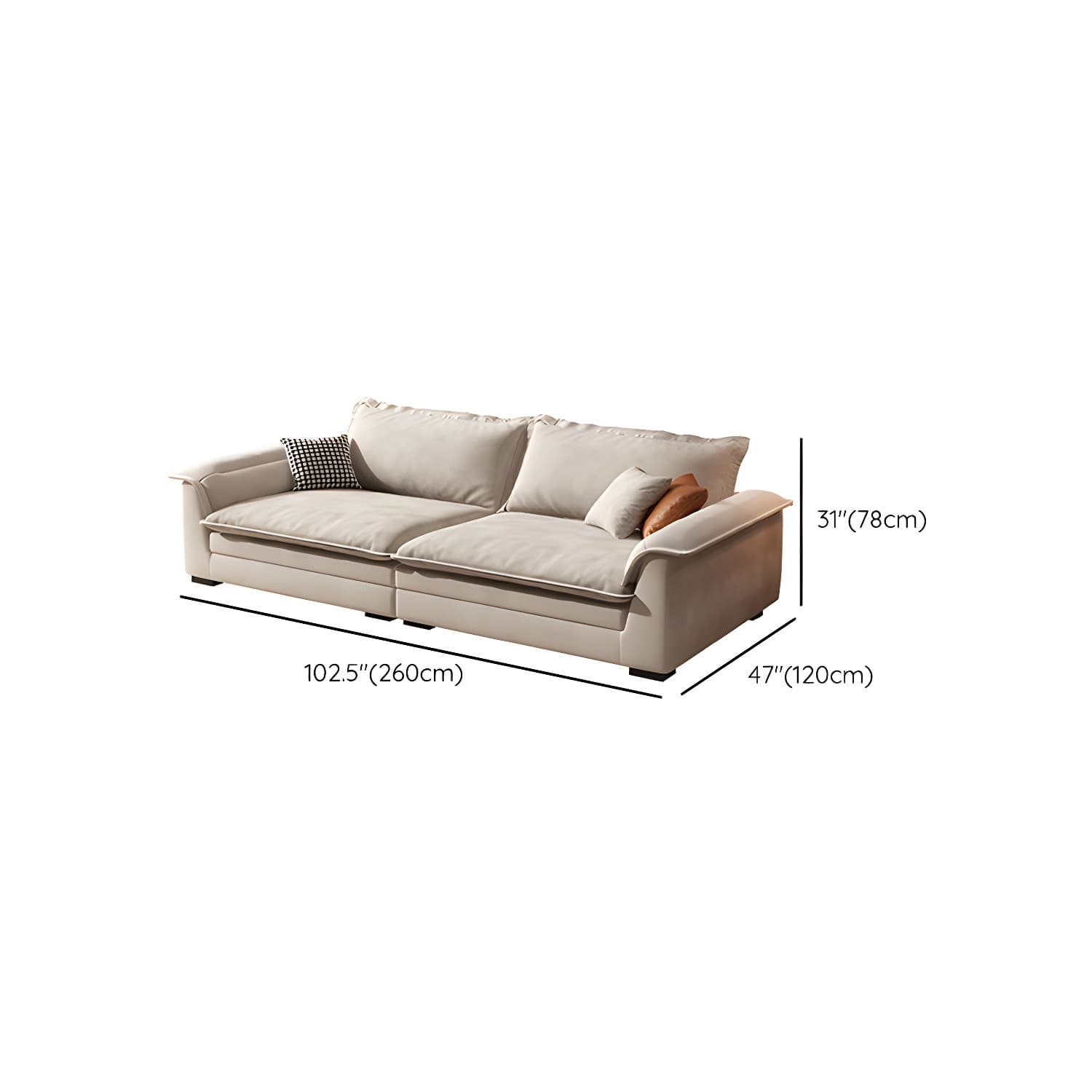 Contemporary Style Wood Frame Pillow Top Arm Sofa For Living Room thumbnail 22