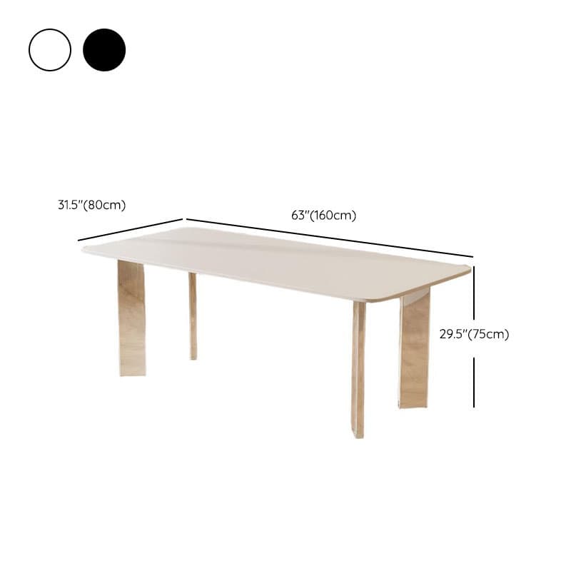 Minimalist Rectangular Slate Stone Dining Table Set with 4 Legs and Padded Chair Back thumbnail 10