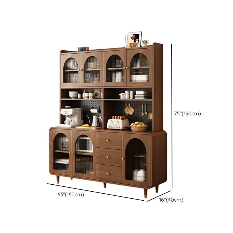 3 Drawers Modish Tan Standard Sink Cabinet with Glass Doors, 2 Shelves/1 Shelf, and Cabinets thumbnail 21