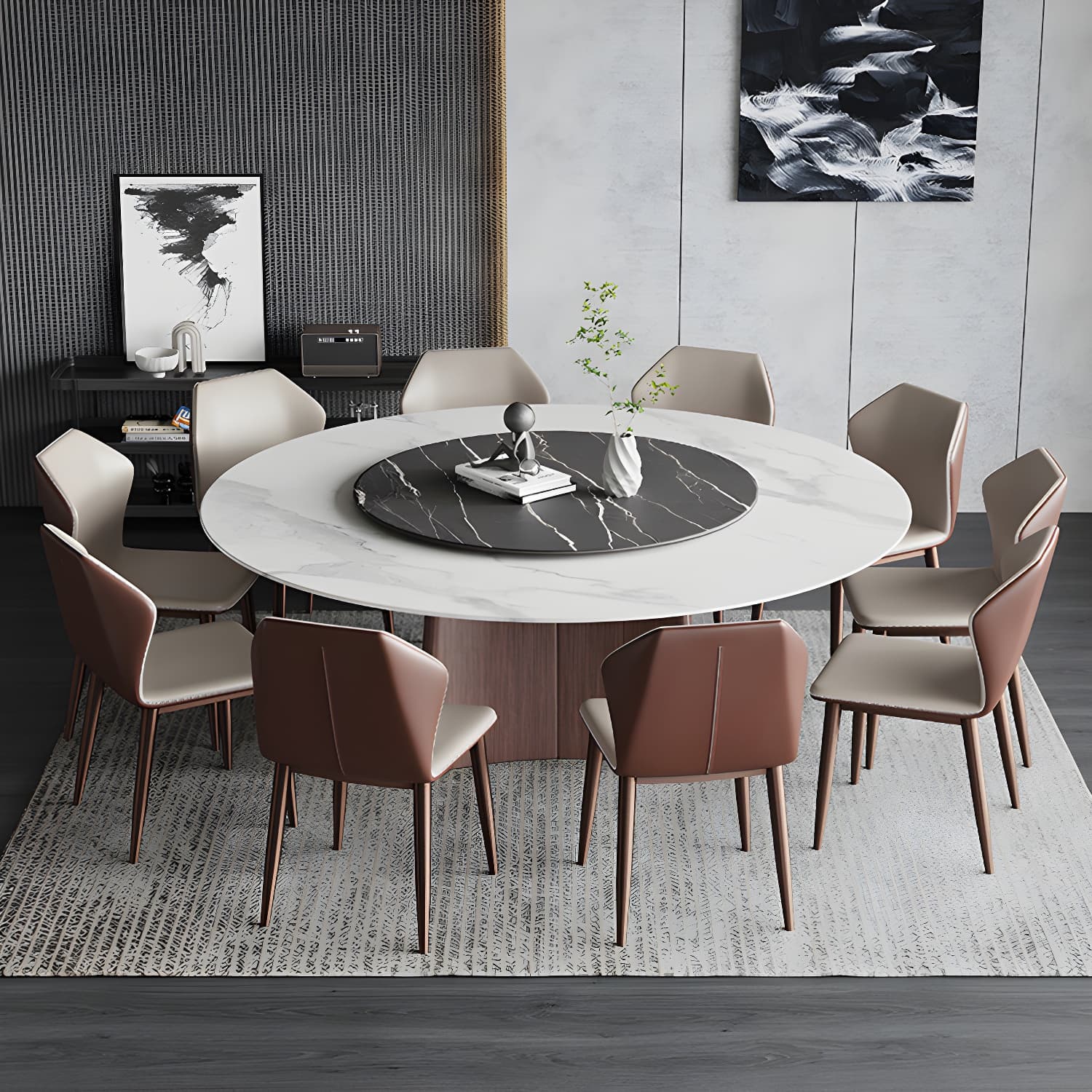 Modern Dining Table Set 1/3/4/7 Pieces with Metal Base Kitchen Furniture Set thumbnail 12