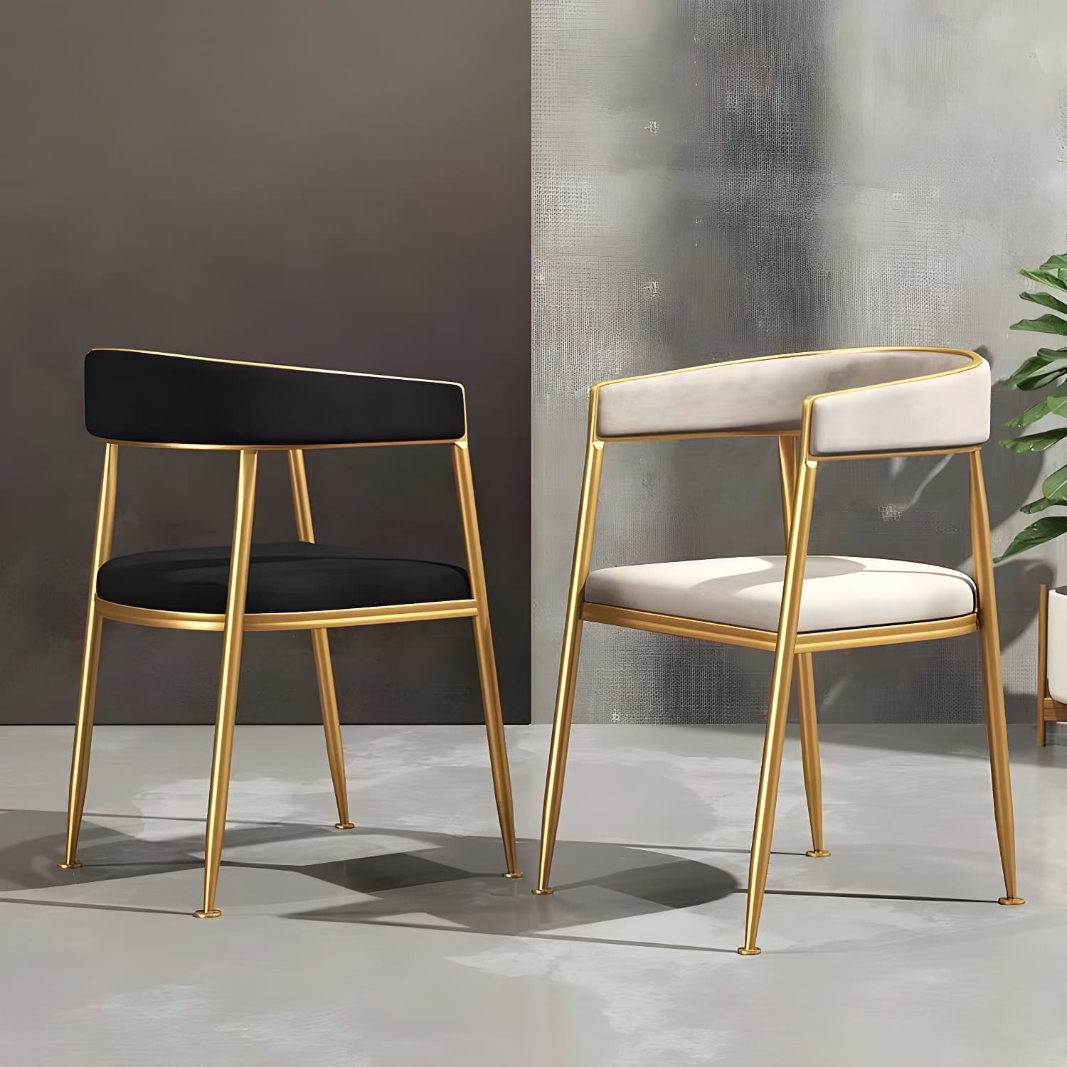 Glam Gold Metal Arm Chair Open Back Dining Side Chair with Upholstered thumbnail 12
