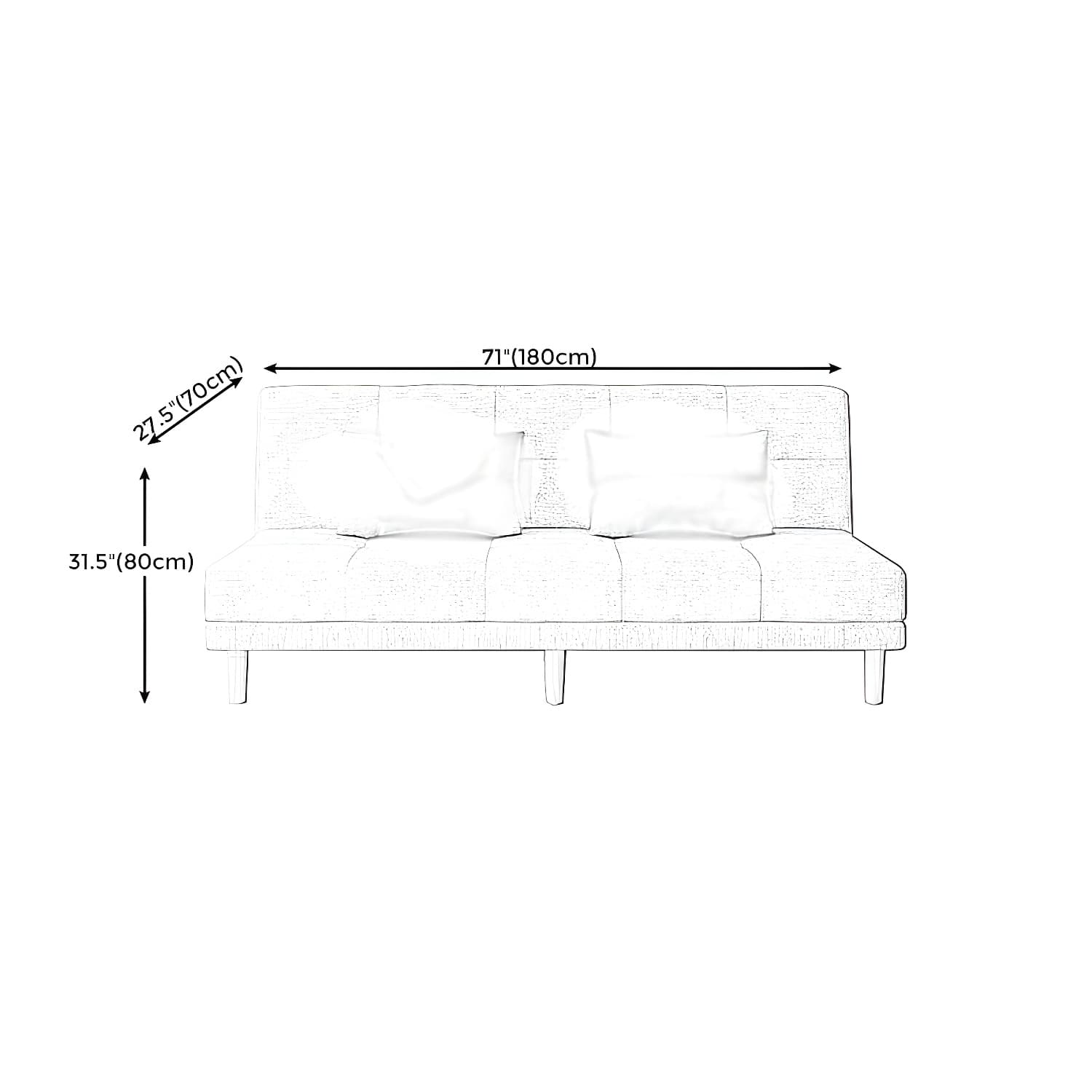 Modern Armless Settee 27.55" W Convertible Sleeper Sofa for Living Room thumbnail 14