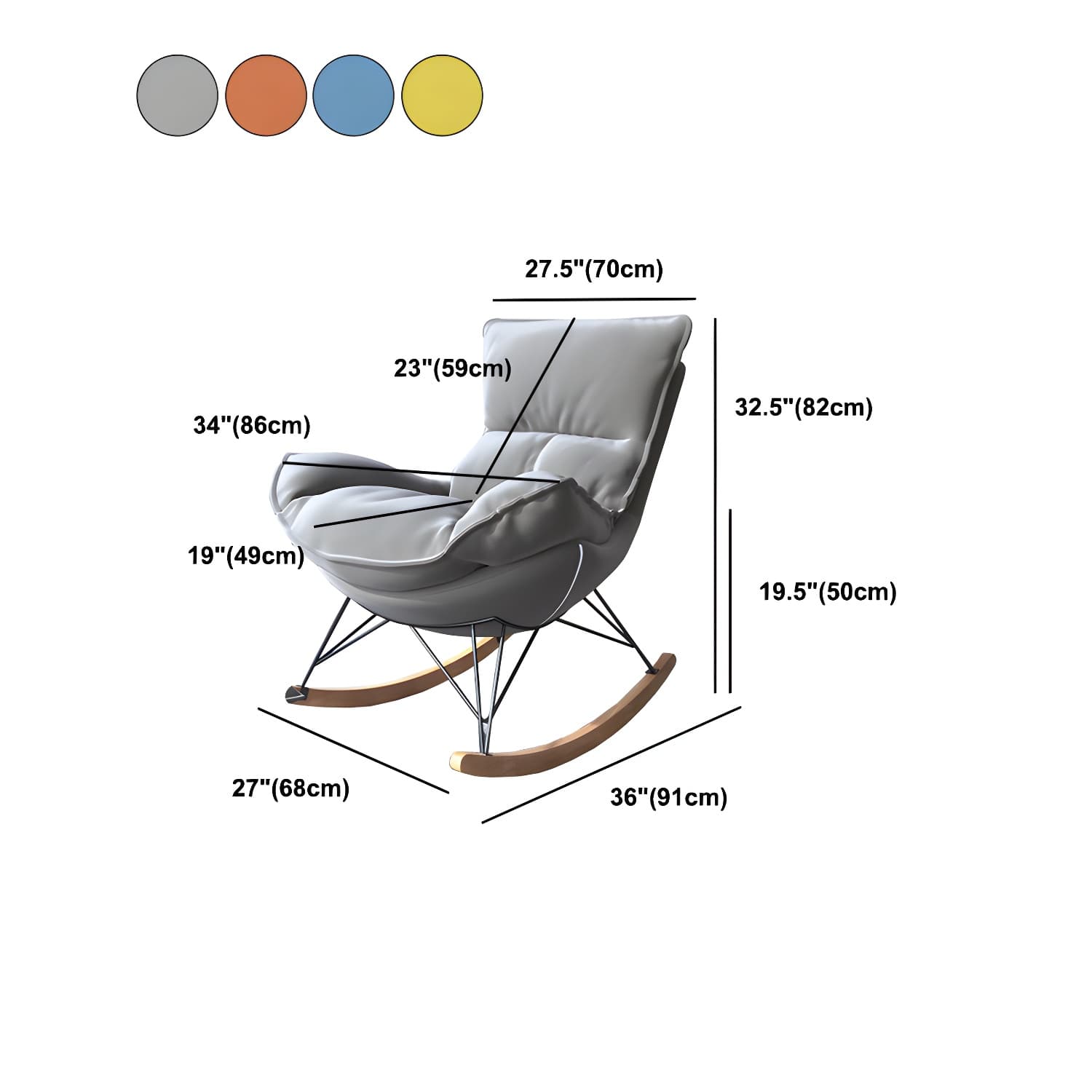 Contemporary Rocking Chair Solid Wood Rocker Chair with Removable Cushions thumbnail 26