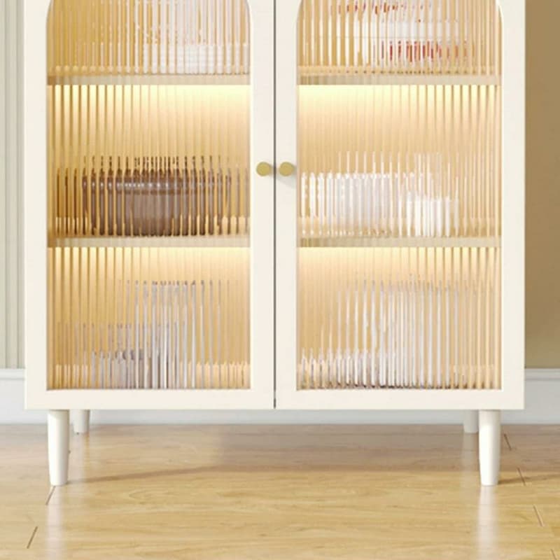 White Modern Sideboard Credenza with Cabinets and Reserve Installation Holes, Full Assembly Required thumbnail 8