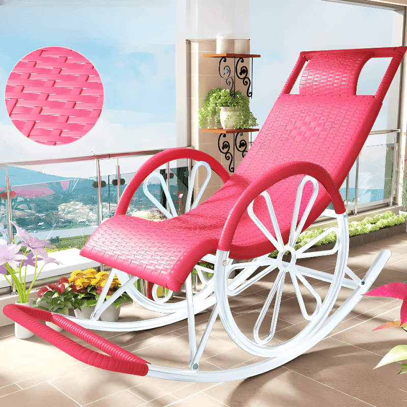 Simple Scratch-tolerant Cane Porch Rocker with Round Arm thumbnail 7