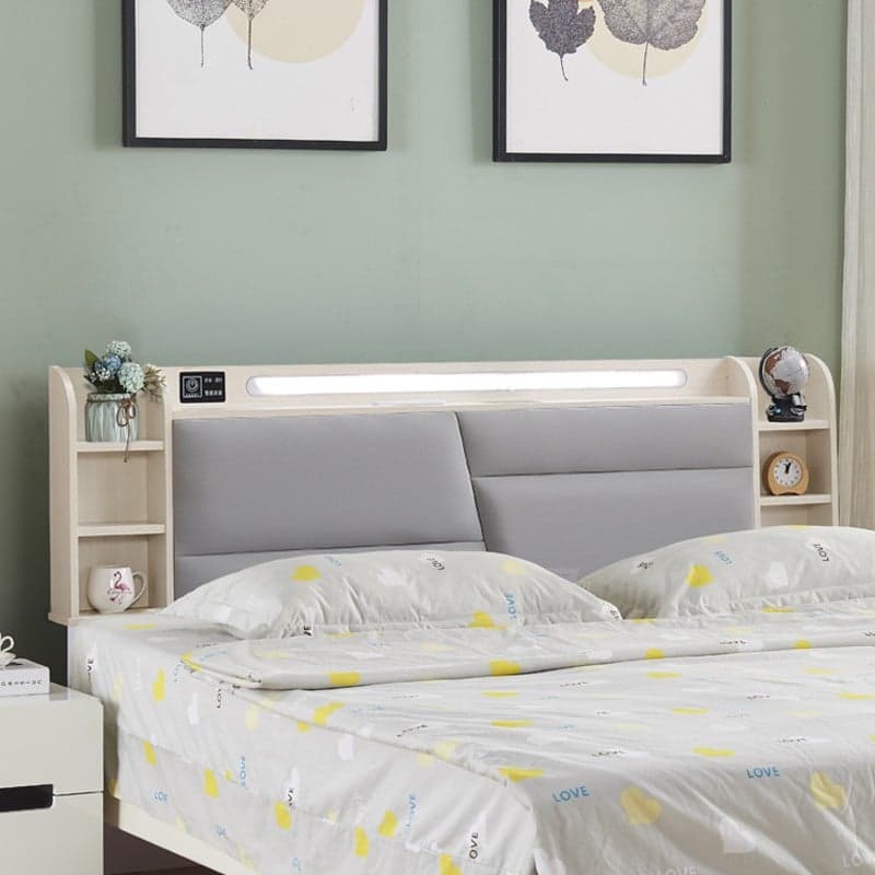 Simple Free-standing Standard King(76"W x 80"L)/Queen(60"W x 80"L)/Full(54"W x 75"L) Panel No Distressing with Shelves Included and Illumination Light in Timber thumbnail 3
