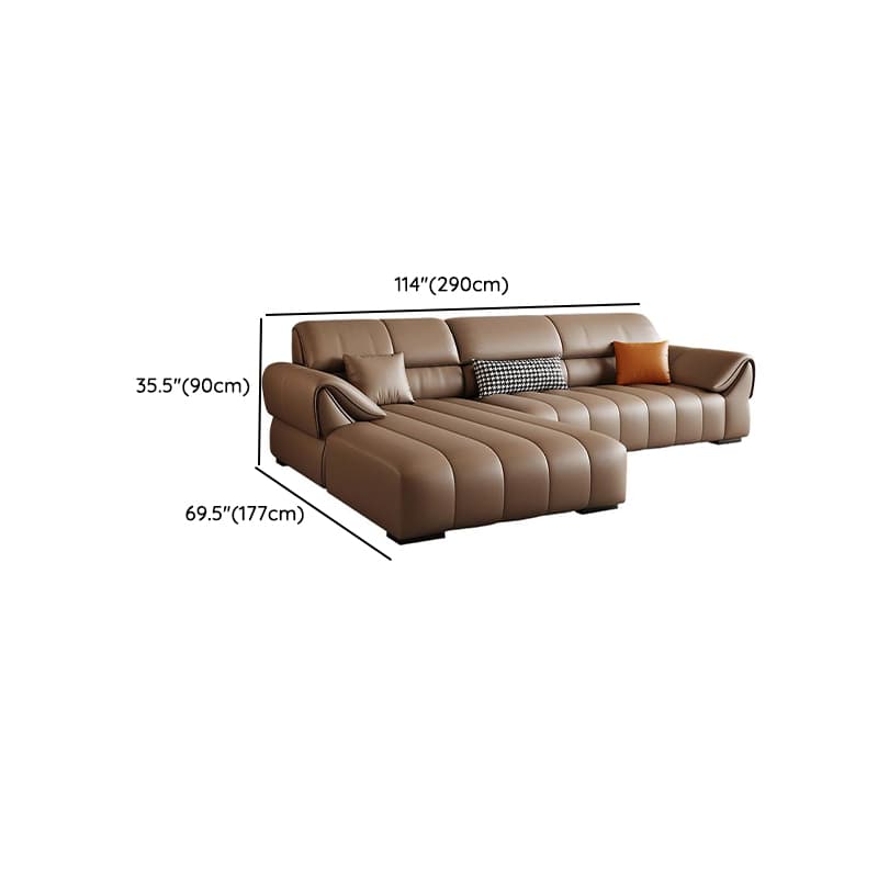 Elegant Light Brown Leather Standard Sofa/Single Sofa/Loveseat with Armrest and 3 Pillows thumbnail 18