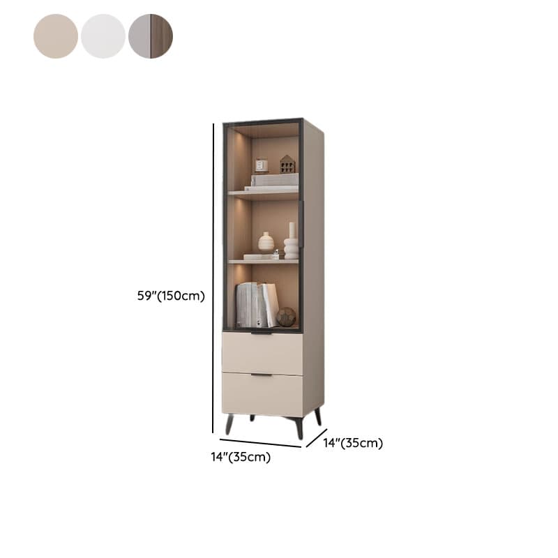 Brown Manufactured Wood Utility Storage Cabinet with Storage Cabinet, Glass Door, Cabinet Bars, Soft Close Drawer and Light thumbnail 23