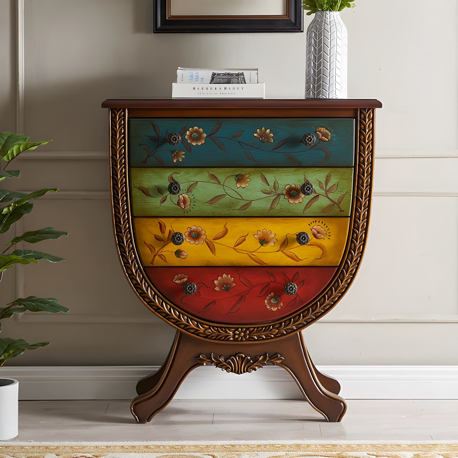 Rustic Wood Chest Vertical Chest with Drawers for Living Room thumbnail 10
