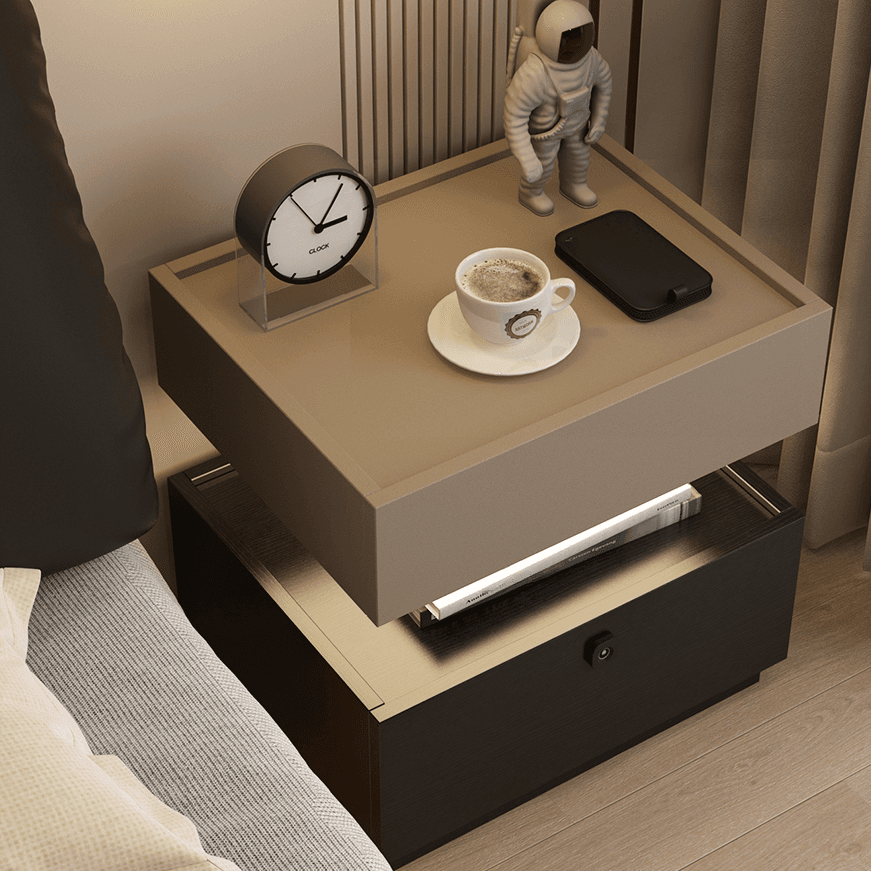 Organic Modern Nightstand With Drawer Organization with Particle Board Wood Countertop and Illuminating Lighting thumbnail 17