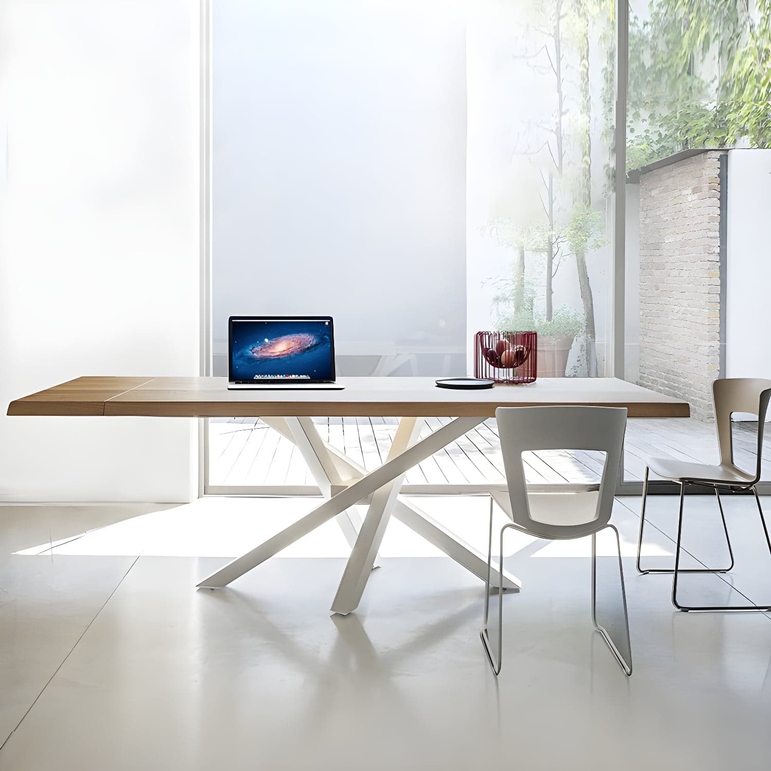 Rectangle 4 Legs Industrial Table Solid Wood Fixed Table for Restaurant thumbnail 3
