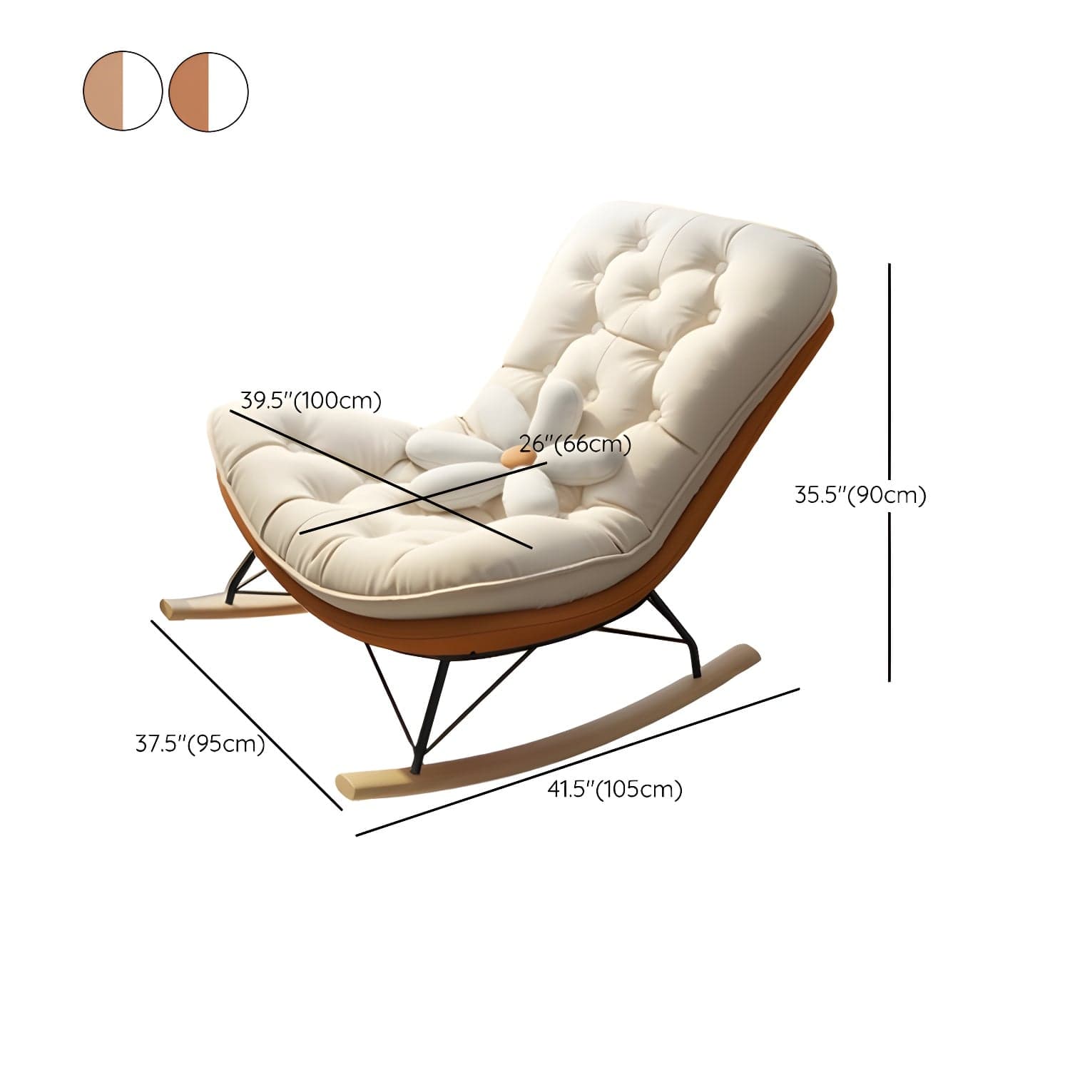 Contemporary Rocking Chair with Spindle Back, Tufted Upholstered and Wood Legs thumbnail 15