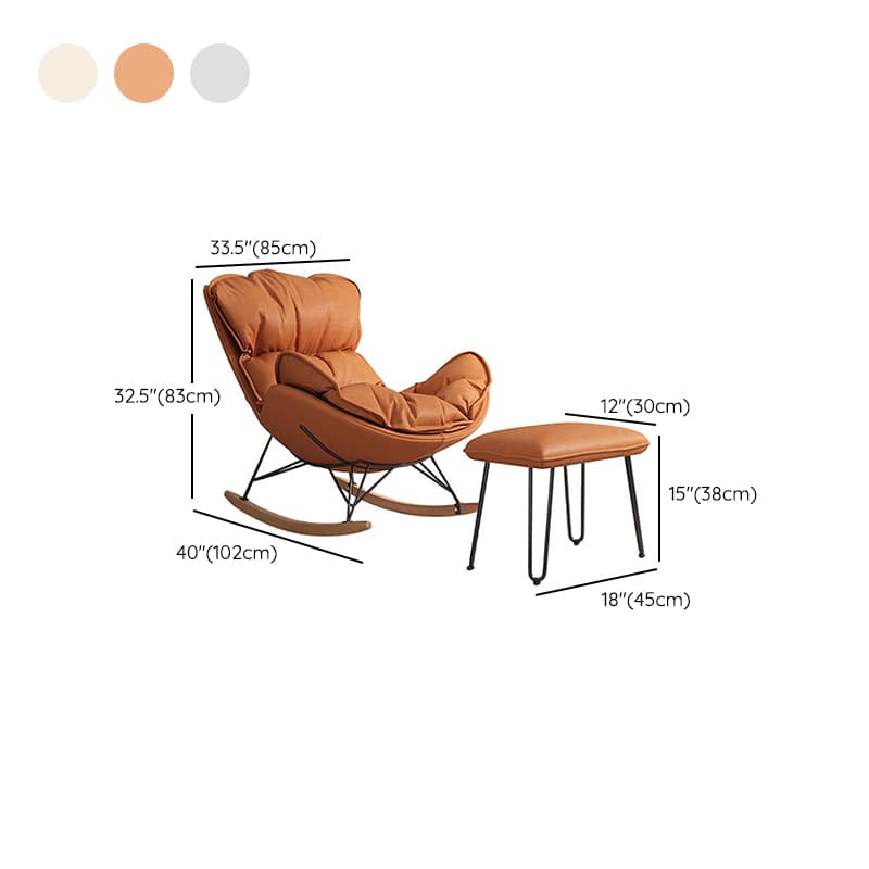 Grey/Chalk/Amber Contemporary Alloy 2 Piece Set Rocking Armchair with Padded Upholstery and Ottoman thumbnail 17
