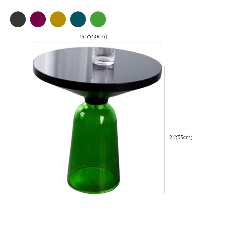 Simplistic Single Side Table with Hardened Glass and Plinth Base, Rounded Top thumbnail 18