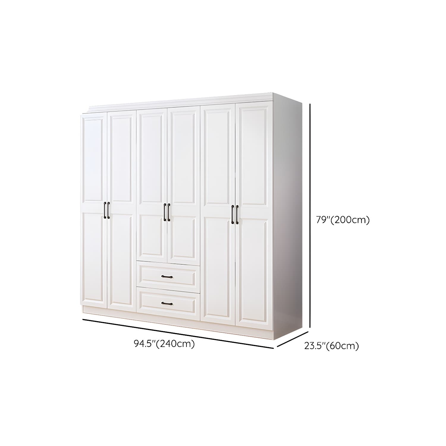 Modern White Wood Wardrobe Armoire with Soft-Close Drawers and Clothing Rod thumbnail 13
