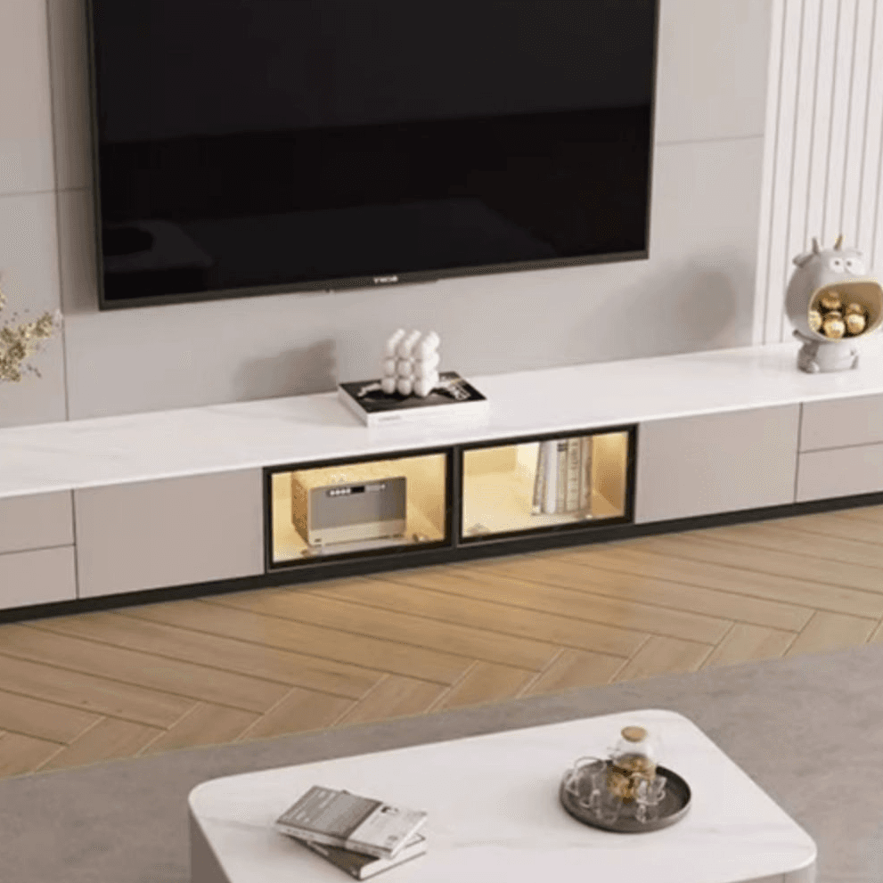 Rectangle Parlor TV Stand with Light and Gate Door thumbnail 12