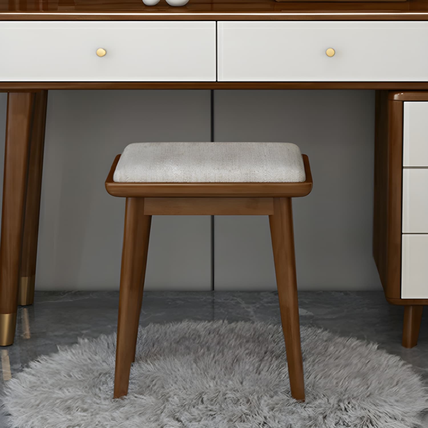 Modern Style Rubber Wood Vanity Table with 6 Drawers Dressing Table thumbnail 10