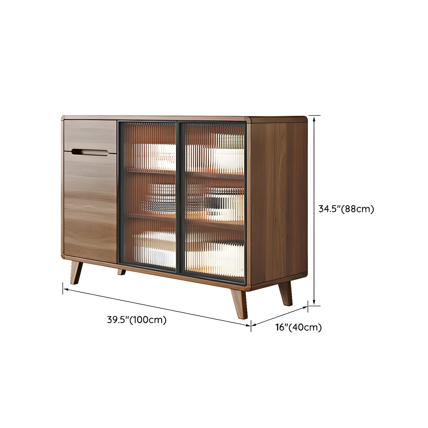 Contemporary Engineered Wood Free-standing Sideboard with Glass Door and Adjustable Shelves thumbnail 14
