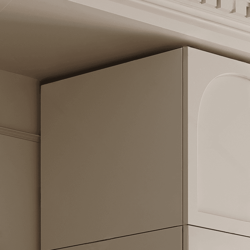 White Minimalist Manufactured Wood Wardrobe Closet with 3-Drawer, Soft Close Door, Interior Shelves, and Clothing Rod thumbnail 4