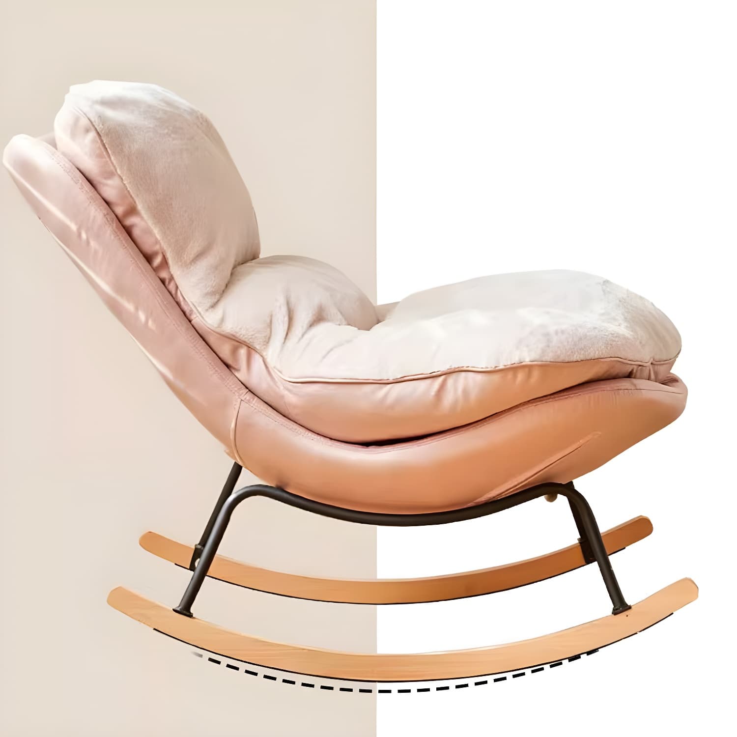 Stylish and Comfortable Modern Upholstered Rocking Chair with Natural Wood Legs thumbnail 17