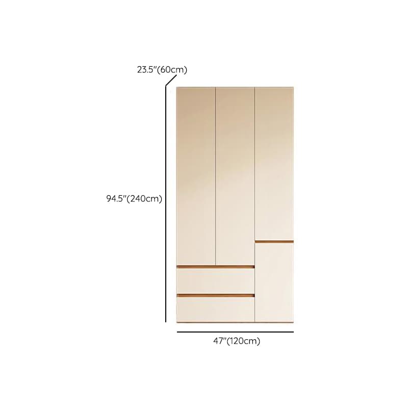 White Minimalist Manufactured Wood Wardrobe Closet with 2 Drawers, Soft Close Door, Interior Shelves, and Clothing Rod thumbnail 12