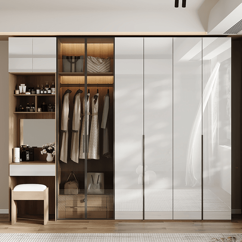 Casual White Lumber Wardrobe Closet with Soft Close Drawer, Door, Interior Shelves, and Clothing Rod thumbnail 2