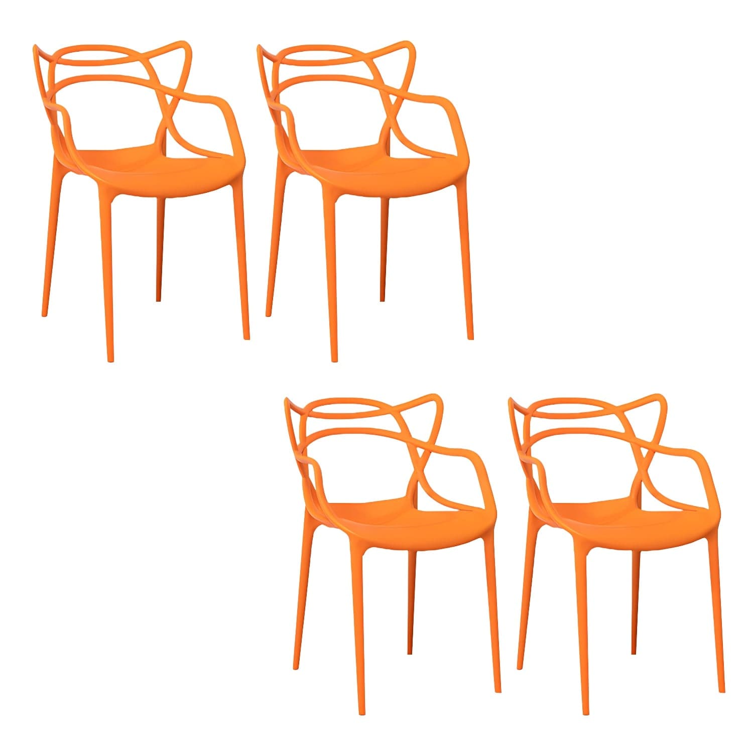 Open Back Dining Arm Chair Modern Indoor-Outdoor Plastic Chair thumbnail 5
