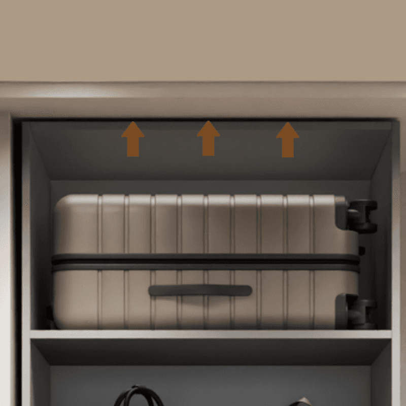 Dove Grey Minimalist Manufactured Wood Wardrobe Closet with Compartments, Soft Close Door, Interior Shelves, and Clothing Rod thumbnail 5