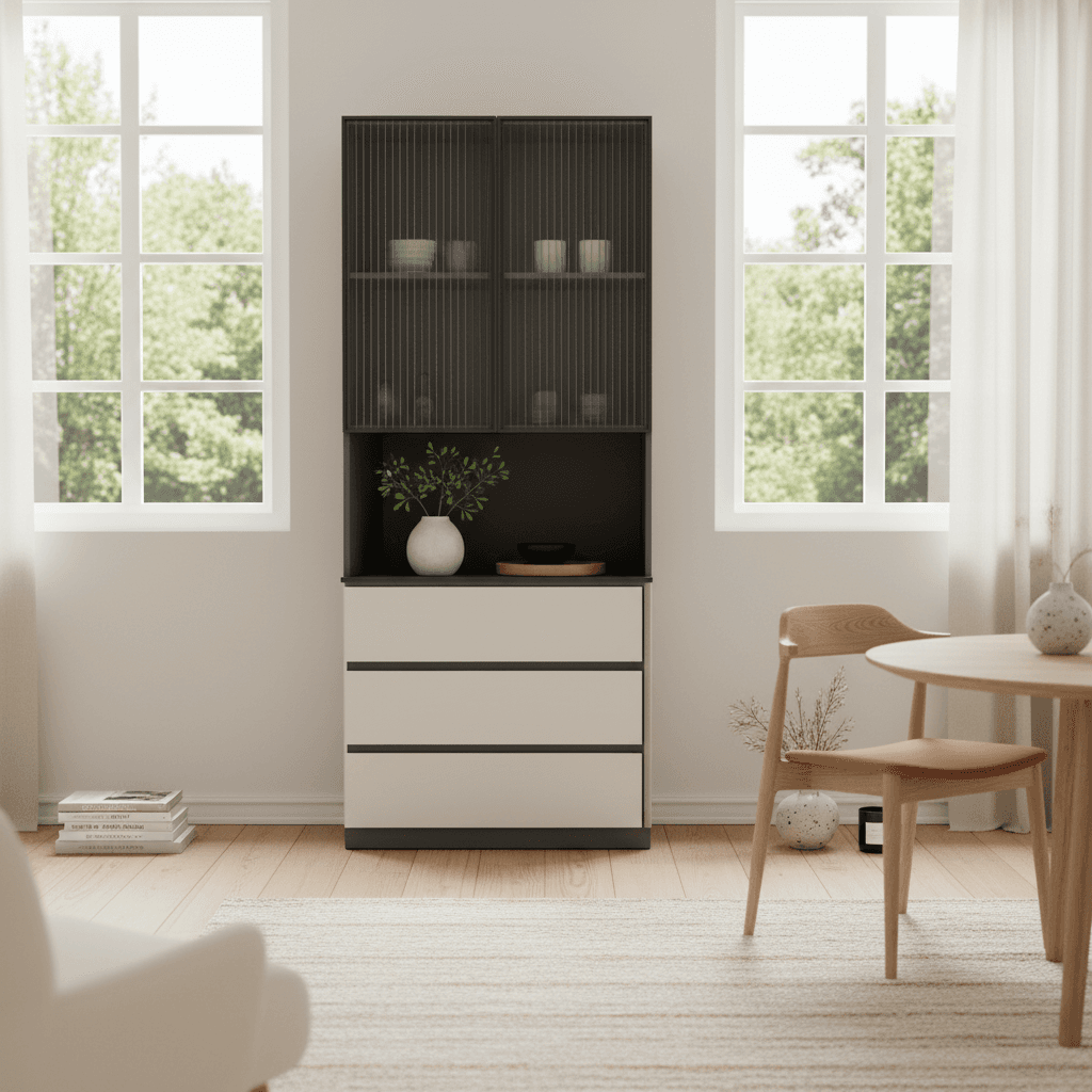 Trendy Sideboard with 3 Drawers, Cupboard, Wide/Standard/Narrow Sizes, 2/1 Shelves, Cabinets, and Glass-panel Door thumbnail 40