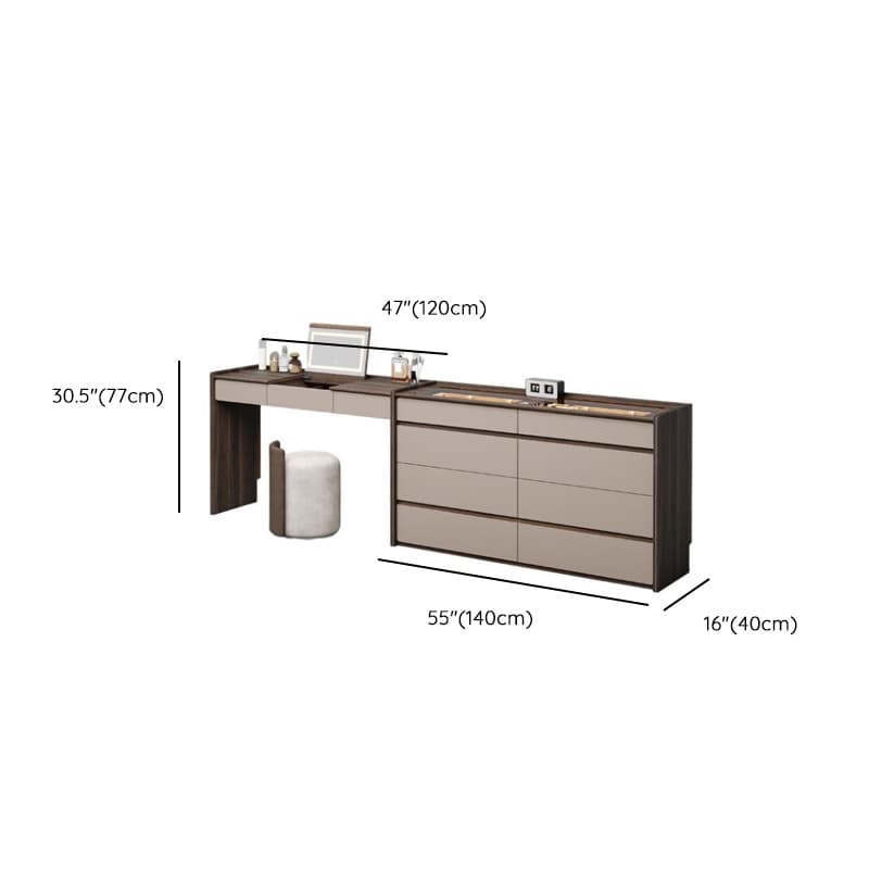 Multi-Purpose Vanity Set with 10 Drawers, Lighting, Push-Pull, 2-in-1 Functionality, Adjustable Touch and Brightness thumbnail 12