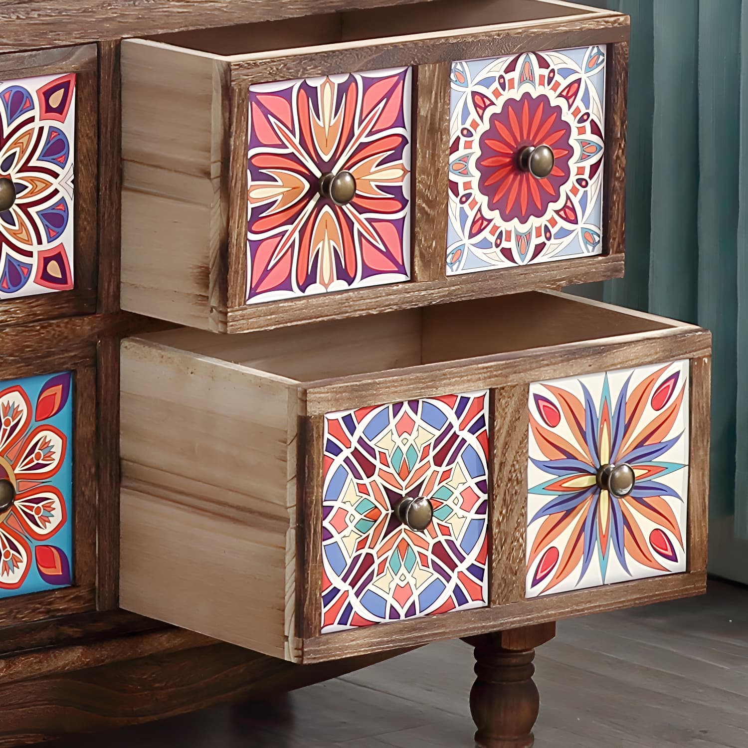 Rustic Farmhouse Wood Server - Compact Sideboard with Drawers and Open Storage thumbnail 11